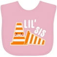 thumbnail image 3 of Inktastic Lil Sis with Construction Cones Girls Baby Bib, 3 of 4
