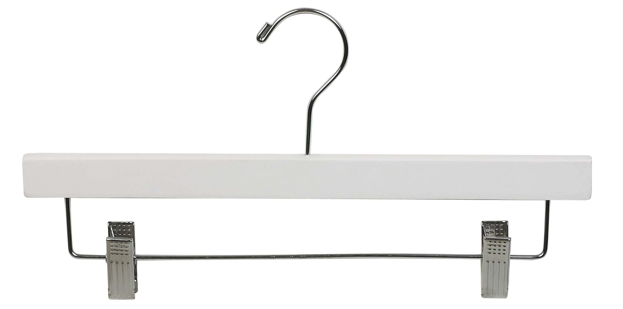 International Hanger Wooden Bottom Hanger w/Clips, White Finish with
