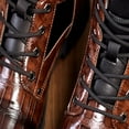 thumbnail image 4 of Men Ankle Boots Western Vintage Faux Leather Waterproof Lace Up High Top Casual Leather Boots Combat Boots Short Boots, 4 of 6