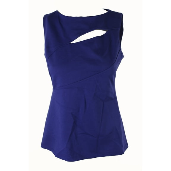 Anne Klein Womens Blue Slit Neck Sleeveless Shell Top 4