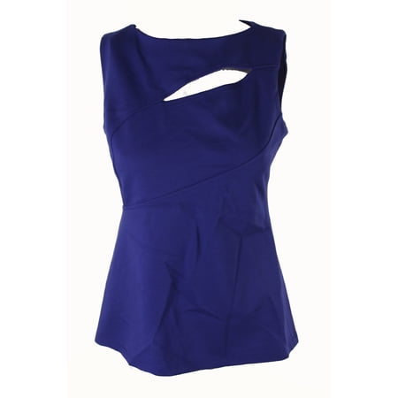 Anne Klein Womens Blue Slit Neck Sleeveless Shell Top 4
