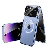 ELEHOLD Full Body Case for iPhone 16 Plus Magnetic Case with Anti-Peeping Privacy Protection Screen Protector Metal Frame Camera Lens Protection Shockproof Double Sided Rugged Case,Blue