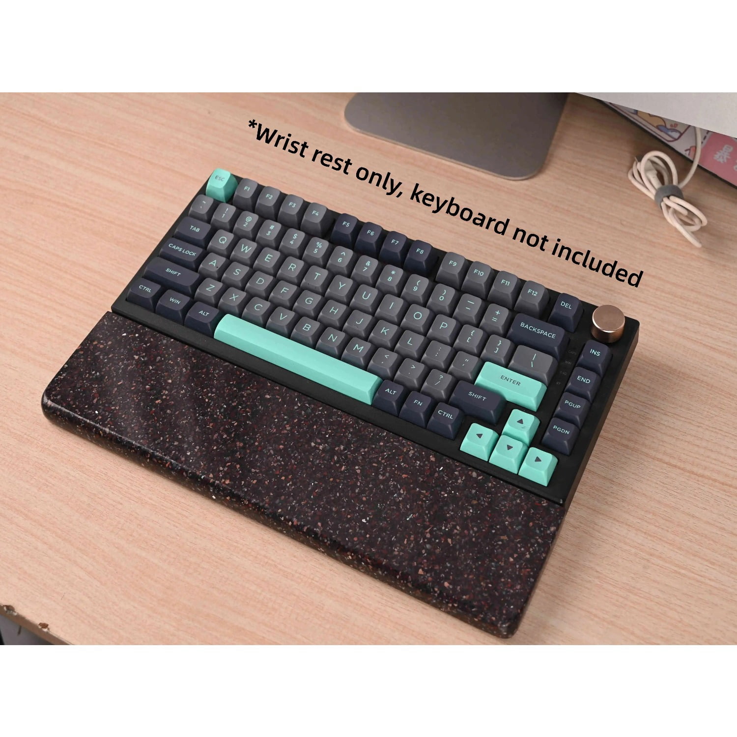 Dark Quartz Wrist Rest for Mechanical Keyboard, Ergonomic Hand Rest Pad with Unique Pattern, Comfortable Keyboard Palm Rest