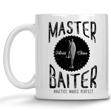 

Funny Coffee Mugs Master Baiter Practice Makes Perfect Funny Fishing Ceramic Coffee Mug 11 Oz Tea Cup Unique Birthday and Holiday Gifts