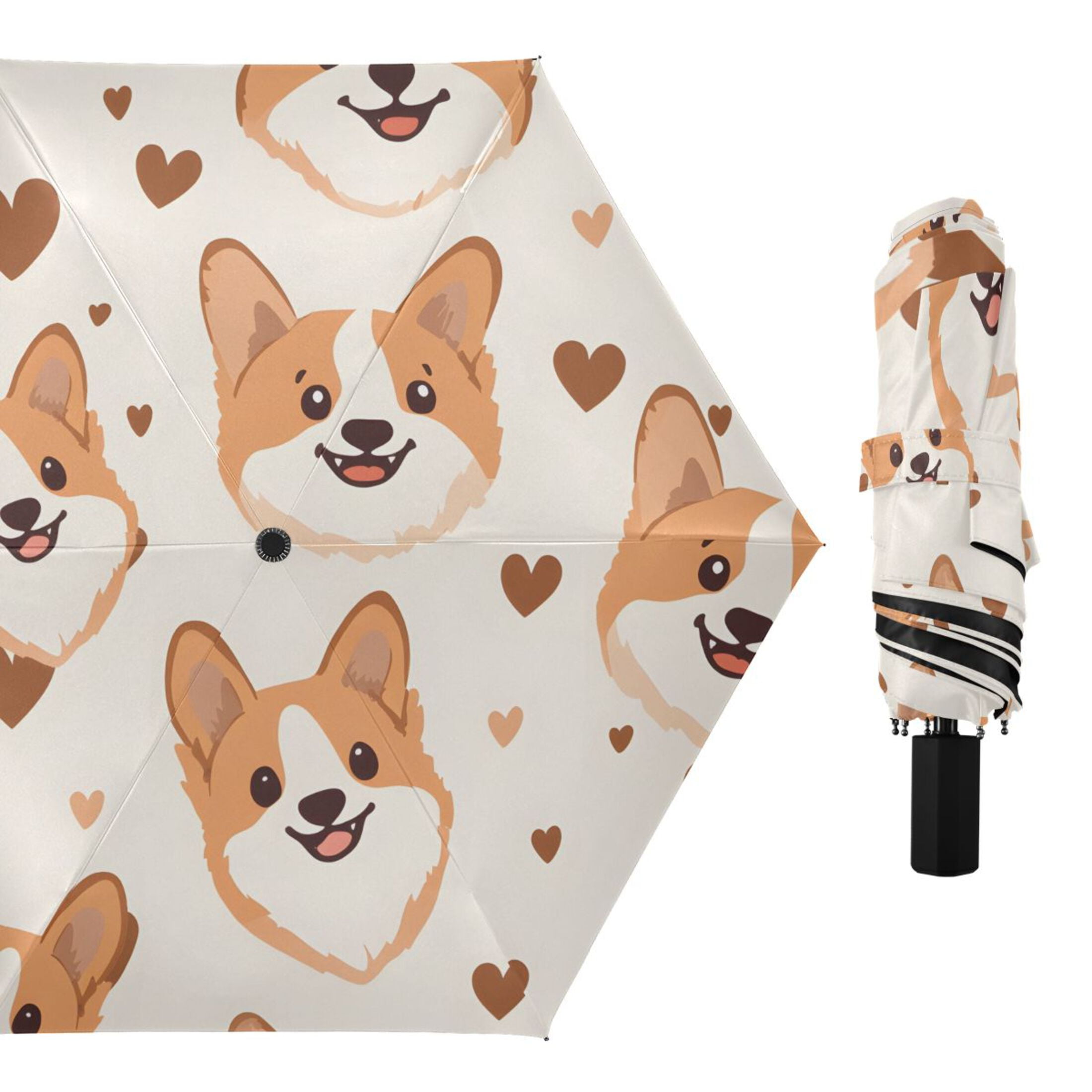 ALAZA Corgi Dogs UPF 50+ Compact Folding Umbrella for Rain Travel Umbrella Packable