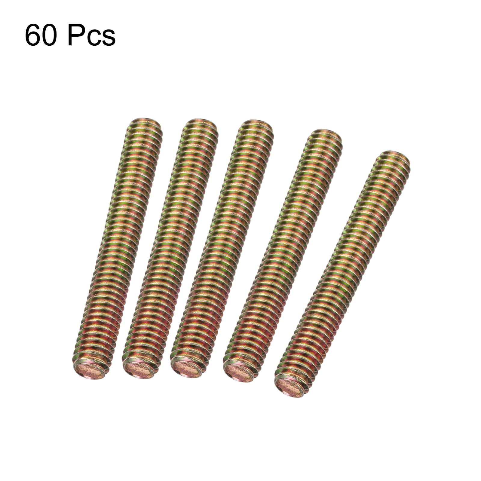 Uxcell 60pcs Fully Threaded Rods 5/16 x 2-1/4 Inch for Mounting Assembly Fastening, Colorful Zinc