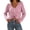 Pink, variant on Ke1Clo Summer Tops for Women Boho Knitted Hollow Out V Neck Long Sleeve Tie Front Shirt Casual Loose Crop Beach Cover Up Blue Free Size
