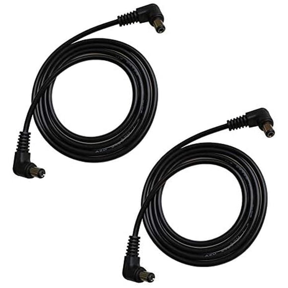 DZYDZR 2pcs 1 Meter 2.1mm x 5.5mm DC Extension Cable Black 22 AWG Copper Wire, L Type Male to Male Plug Max 24V 3A