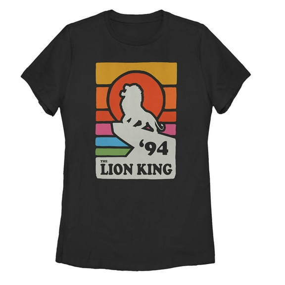 Women's Lion King Retro Rainbow '94 Silhouette Graphic Tee Black Small