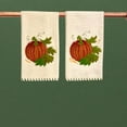thumbnail image 4 of Serafina Home Fall Bathroom Fingertip Towels – Set of 2 Cream White 100% Cotton Embroidered Pumpkin Vine Design – 12” x 18” Decorative Bath & Kitchen Towels, 4 of 7