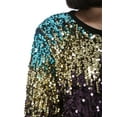 thumbnail image 6 of Women's Long Sleeve gradient colour Sequin Sweatshirt Tunic Top Pullovers, Gradient Color, X-Large, 6 of 6