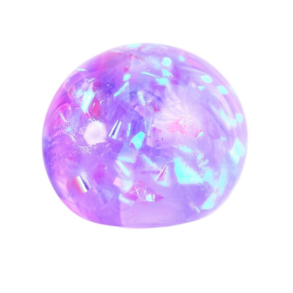 Maltose Glitter Aurora Stress Relief Squeeze Ball, Slow‑Rising Squishy Fidget Toy with Iridescent Confetti, Soft Sensory Hand Toy for Adults,Purple