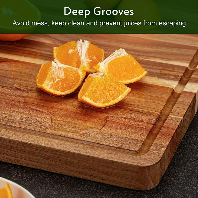 Wooden Cutting Boards for Kitchen, 20'' x 15'' Large Cutting Boards with Juice  Groove and Handles, 1.5 Thick, Edge Grain Wood Chopping Board 