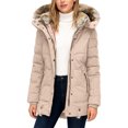 thumbnail image 6 of yuCgh Women's Solid Color Hooded Jacket Cotton Jacket with Mid-Length Design for Winter Warm and Comfortable Outerwear for Daily Use,Beige L, 6 of 7