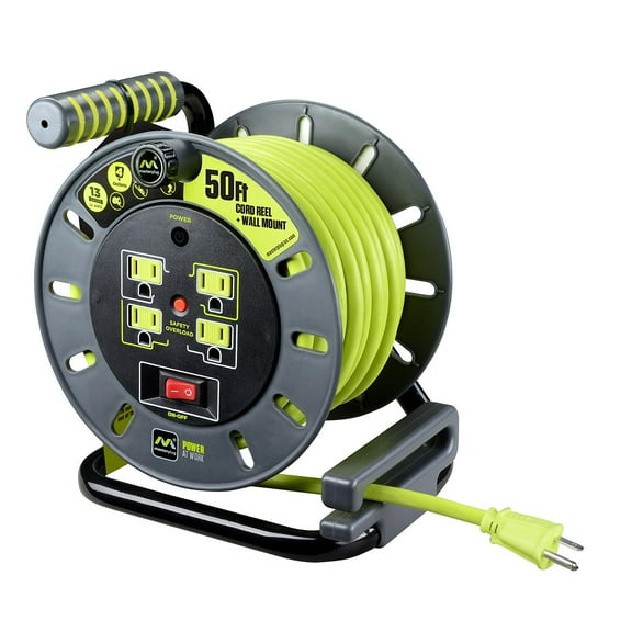Masterplug Extension Cord Reel (50 Foot) with Wall Mount