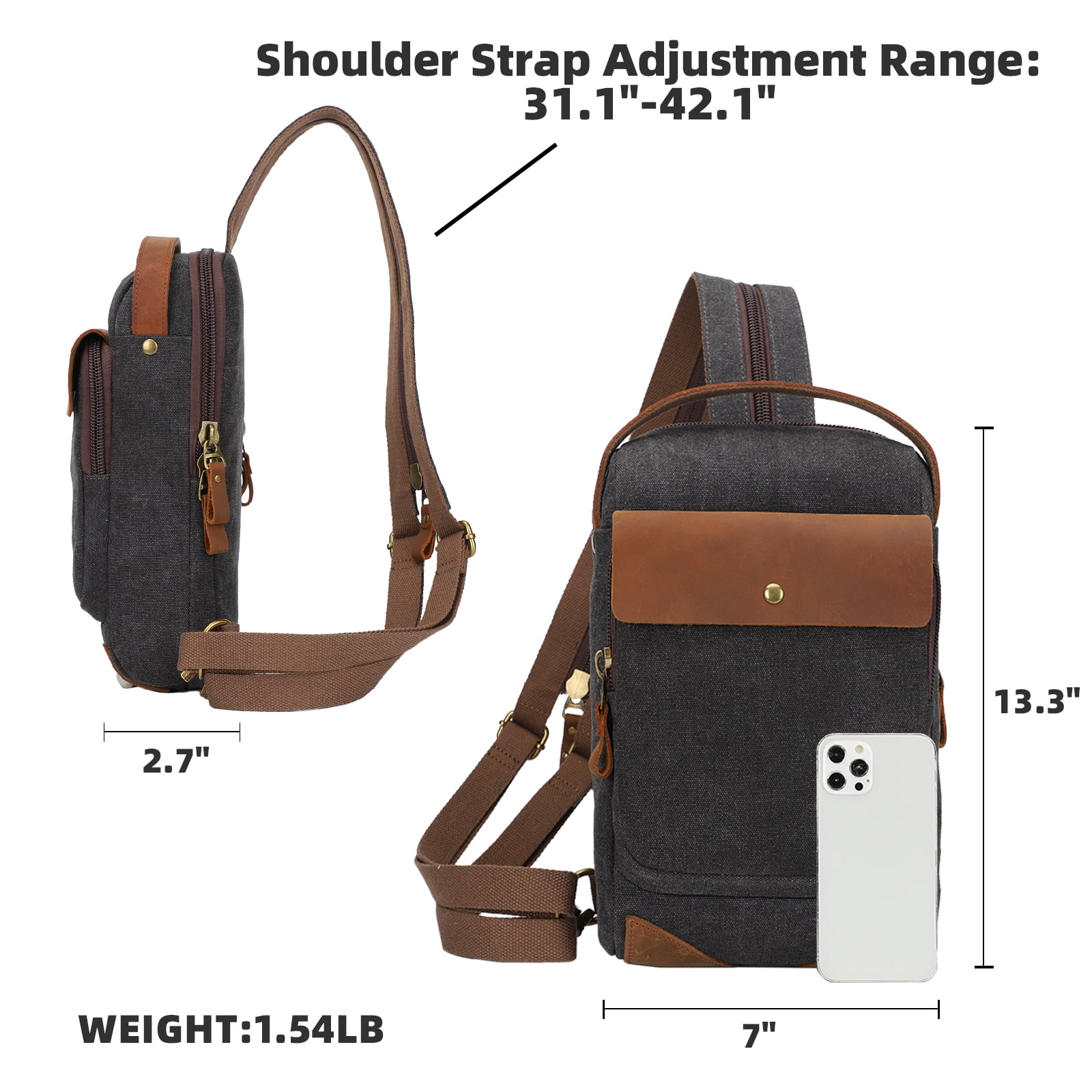KL928 Canvas Sling Bag Crossbody Backpack Shoulder Casual Rucksack for Men Women