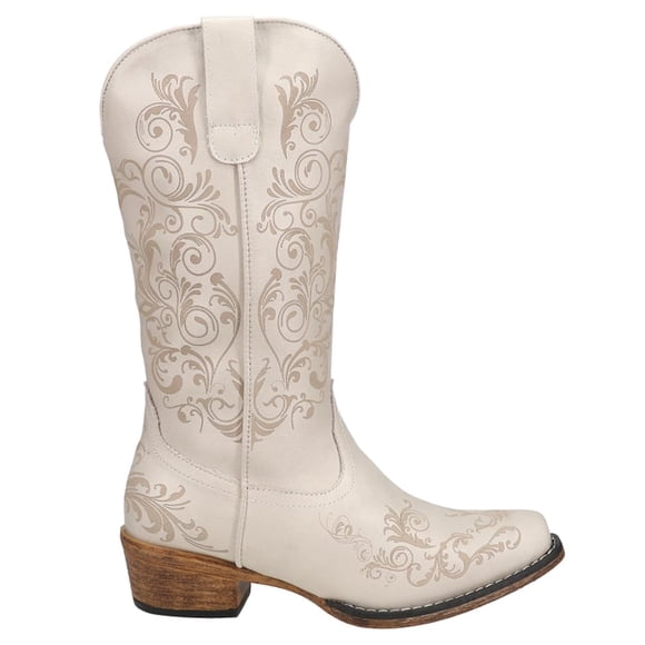 Bota ROPER Tall Stuff Blanca con Diseño Floral Cortado a Láser Talle 6 M