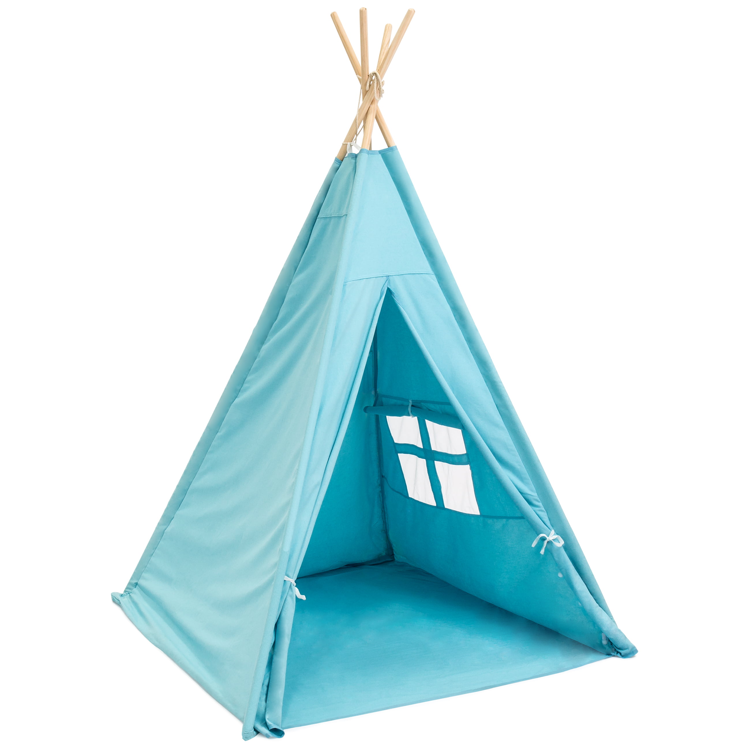 Best Choice Products 6ft Kids Cotton Canvas Teepee Playhouse Sleeping ...