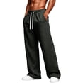 thumbnail image 2 of Men's Baggy Sweatpants Fleece Wide Leg Lounge Pants Drawstring Waist Loose Fit Cotton Jogging Sweat Pants with Pockets Gray L, 2 of 6
