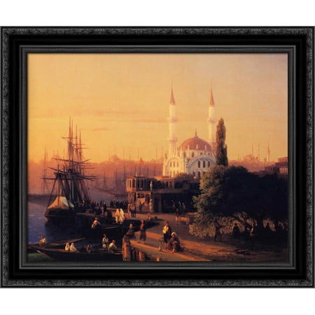 Constantinople 24x20 Black Ornate Wood Framed Canvas Art by Aivazovsky, Ivan