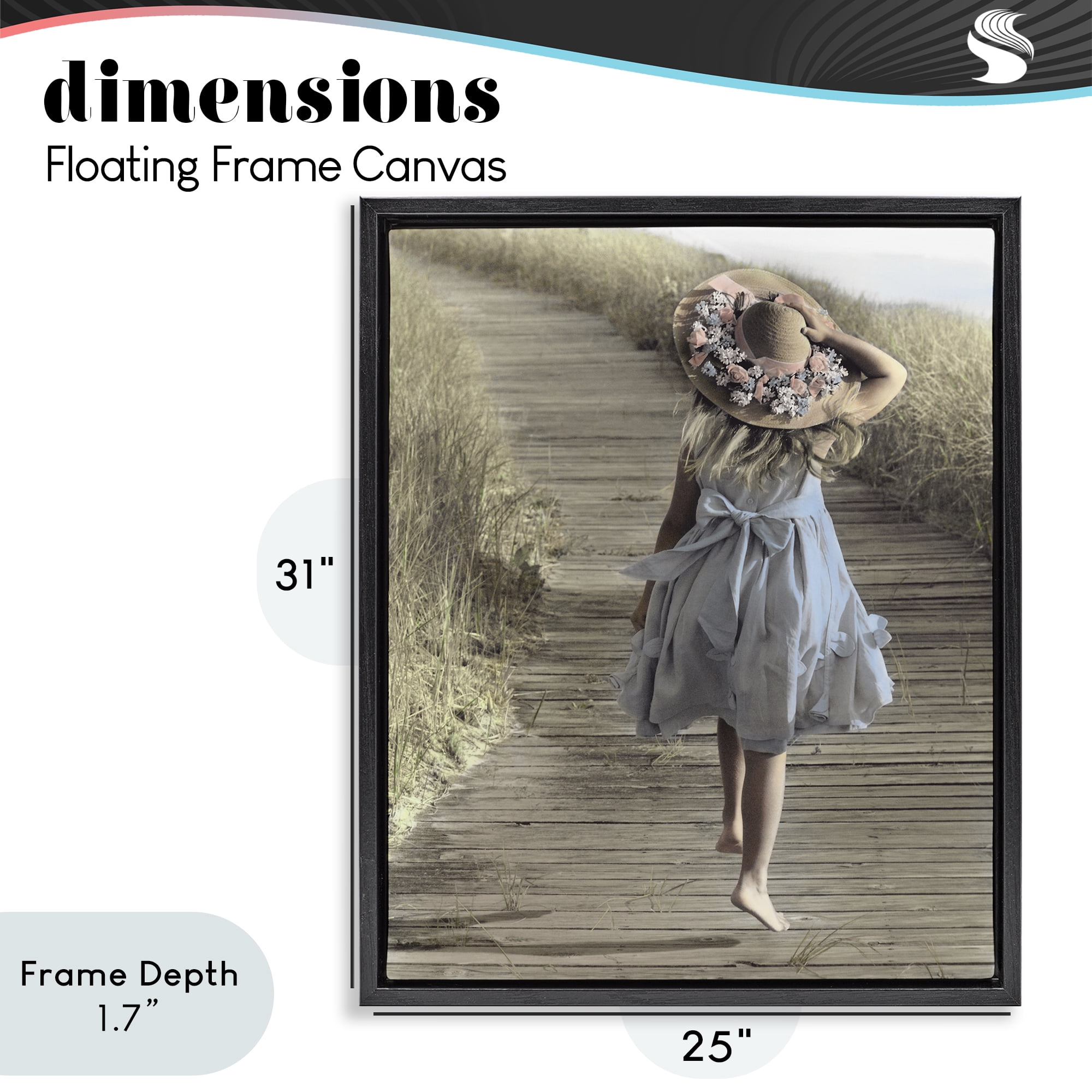 Stupell Industries Girl With Sun Hat Walking Black Framed Floater Canvas Wall Art, design by Kendra Dew