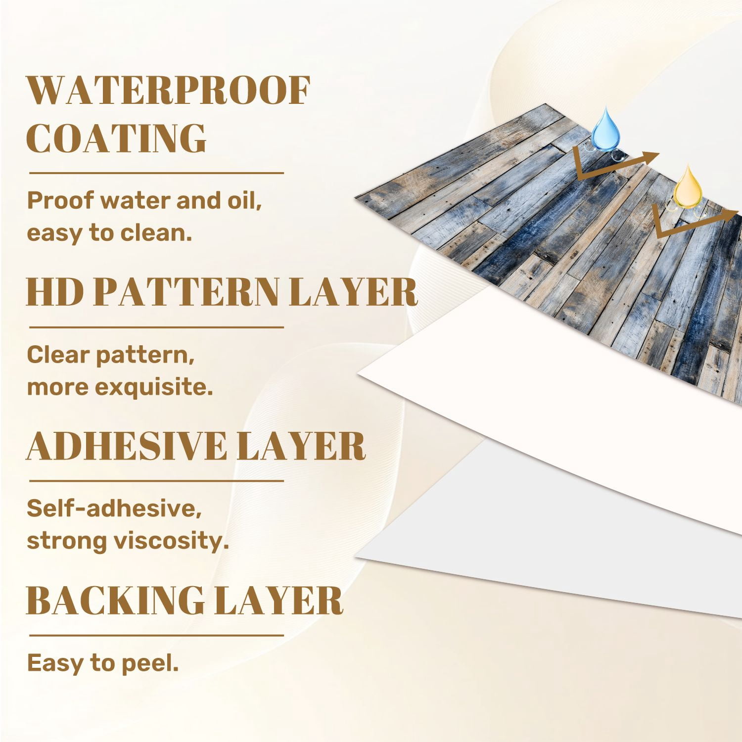 Peel and Stick Wallpaper Rustic Blue Brown Wooden Plank Wall Distressed Texture Wall Mural 17.7in x 9.8ft Self Adhesive Removable Wall Paper Renter Friendly Wallpaper for Nursery Bedroom Cabinets