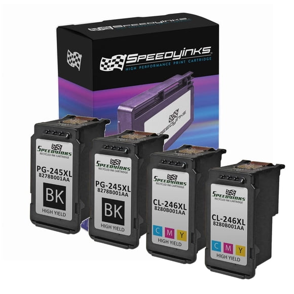 Speedy Inks Remanufactured Ink Cartridge Replacement for Canon PG-245XL and CL-246XL (2 Black, 2 Color, 4-Pack) Compatible with Pixma iP2820 MG2420 MG2520 MG2522 MG2525 MG2555 MG2920 MG2922 MG2