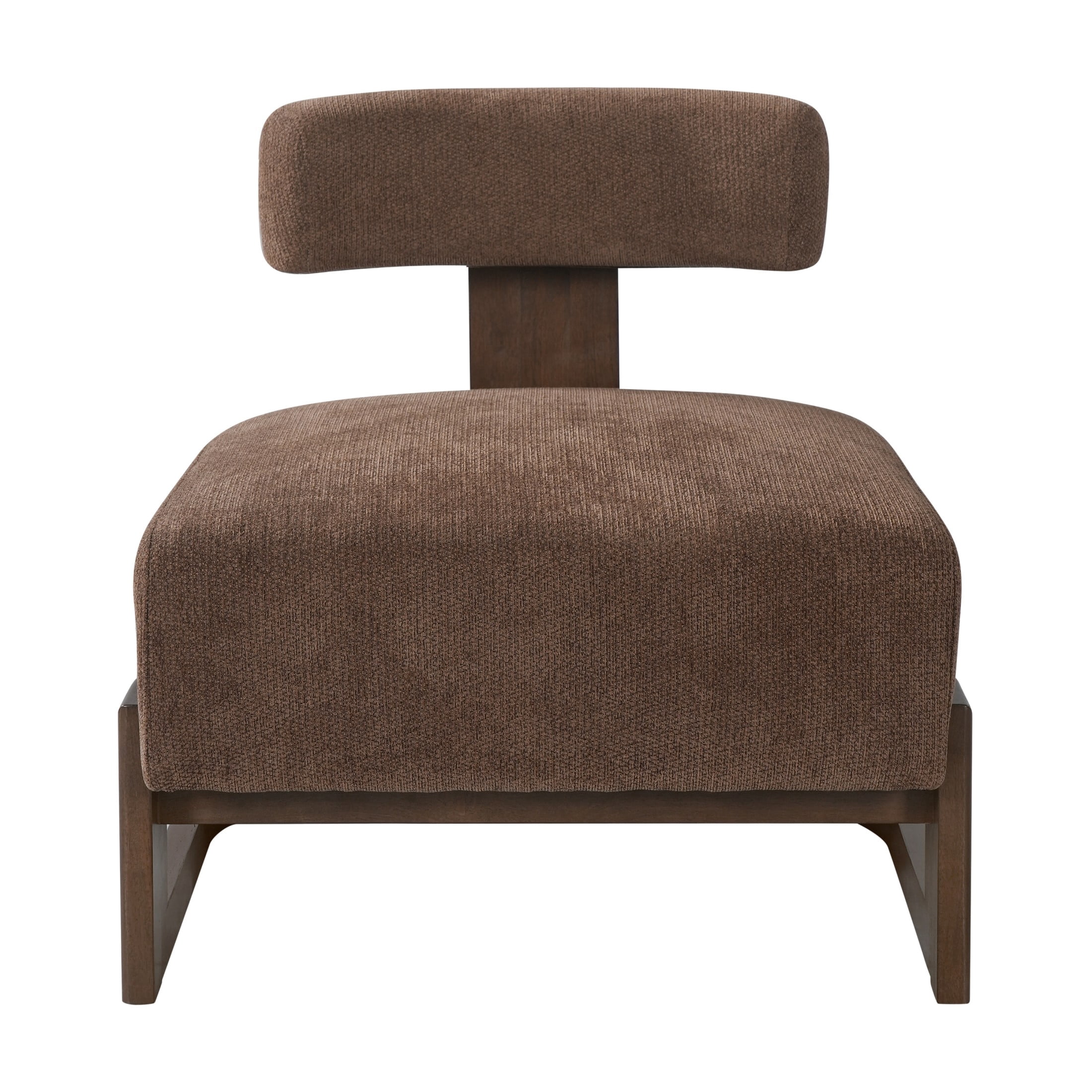 Christopher Knight Home Modern Armless Accent Lounge Chair, Curved Wood Base with Cushion, Brown, Set of 2
