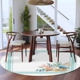thumbnail image 3 of Large Round Rug 8Ft Washable Non-Slip, Aqua Coastal Circle Area Rugs for Living Room Bedroom, Nautical Seashells Coral Leaves Stripes Indoor Floor Mats Carpet Runner for Home Decor, 3 of 8