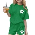 thumbnail image 2 of Cethrio Girls Summer Outfit Sets, Printed Crew Neck Short Sleeve Casual Kids' 2 Piece Sets Green Size 10-12, 2 of 7