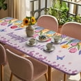 thumbnail image 3 of Easter Eggs Table Cloths for 8 Foot Rectangle Tables, Purple Tulip Flower Spring Bunny Butterfly Floral Patio Waterproof Elastic Fitted Tablecloths, Washable Rectangular Table Cover for Camping, 3 of 8