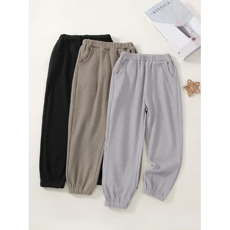 

GEDER-FA3pcs Toddler Boys Solid Color Sweatpants With Pocket