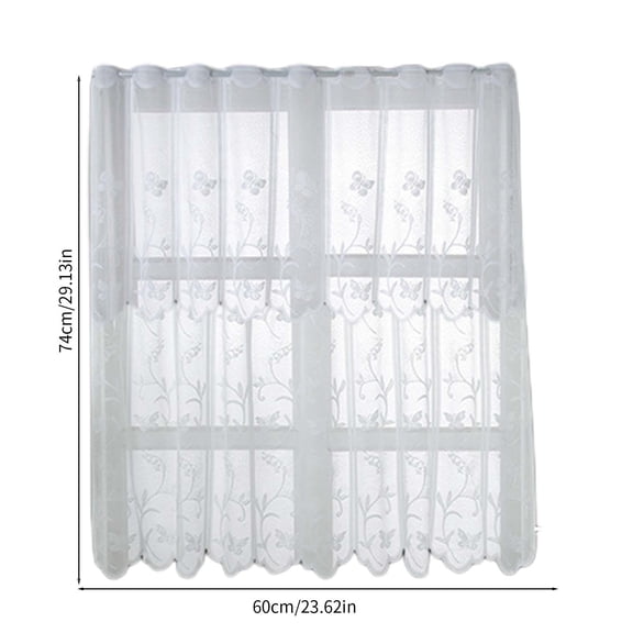 Rkxzt Curtain Fine Woven White Through Rod Screen Curtains Polyester Fabric 130x45cm or 74x60cm Size for Living Room Bedroom Home Decoration|Polyester,White