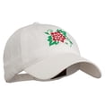 thumbnail image 5 of Christmas Poinsettia Flower Embroidered Washed Dyed Cap - White OSFM, 5 of 5