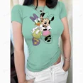 thumbnail image 3 of Camiseta básica de manga corta para mujer Camiseta con estampado de flores de Mickey Mouse de Disney Camiseta de moda coreana para mujer Top ajustado con cuello redondo, 3 of 5