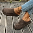 thumbnail image 2 of Women's Platform Suede Slip On Casual Shoes Close Toe Lightweight Clogs Wide Width Non Slip Slide Walking Shoes Brown Size 9.5, 2 of 8