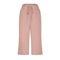 thumbnail image 6 of Riforla Capri Pants for Women Casual Summer Wide Leg Pants Stretch Palazzo Pants with Pockets Capris Womens Summer Pants Pink XL, 6 of 8