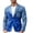 Blue, variant on Men's Color Block Denim Patchwork Blazer Casual Sport Golf Coat Notched Lapel Two Button Slim Fit Blazer Jacket
