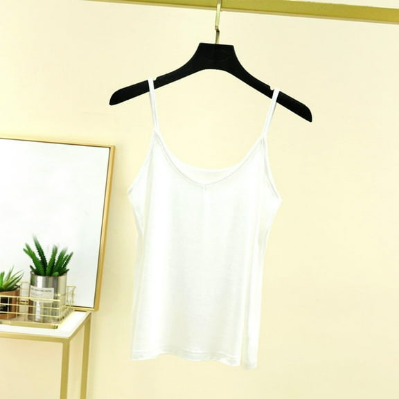 lmcalzta Camisole for Women Basic Undershirts Summer V Neck Basic Spaghetti Strap Camis Tanks Solid Color