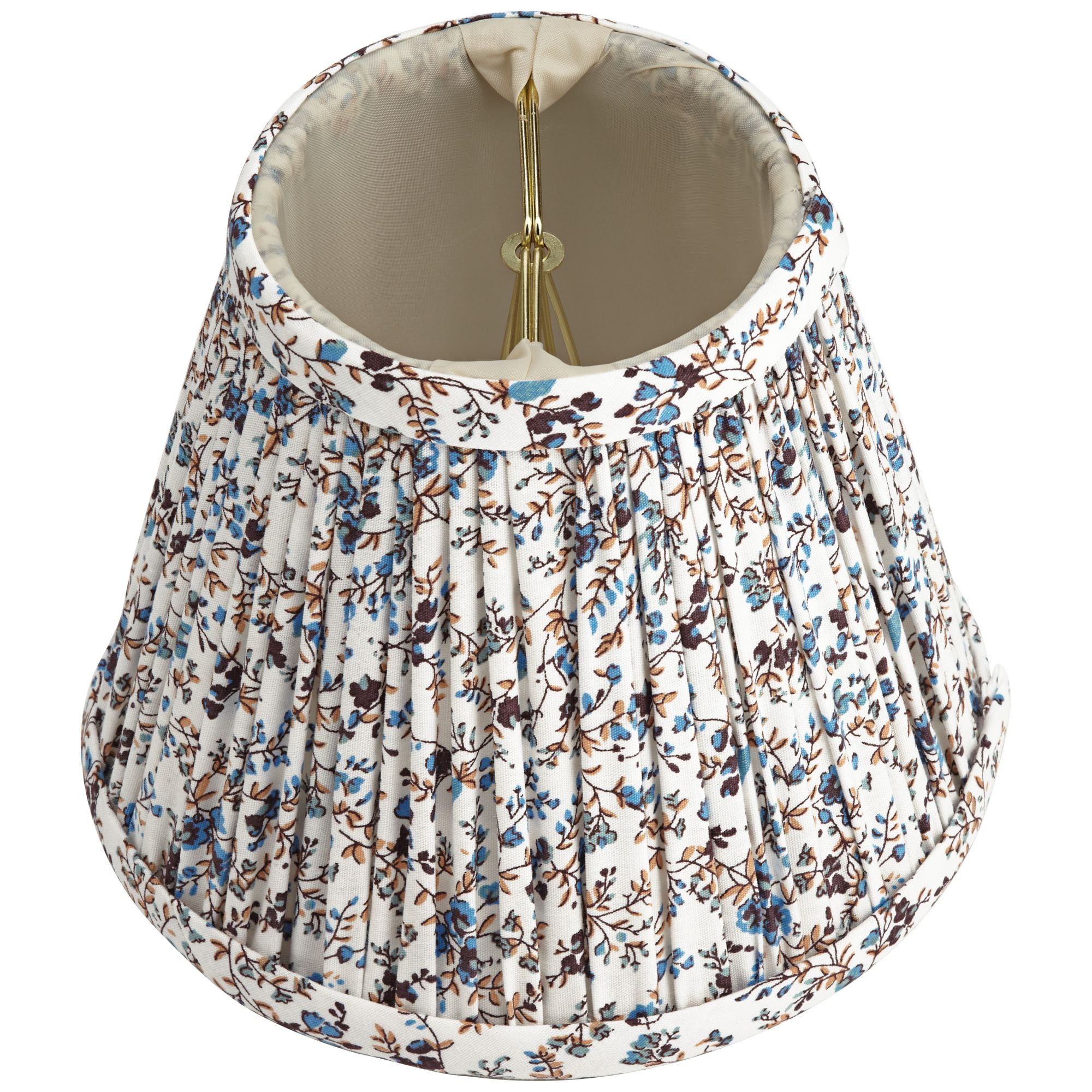 Springcrest Nelle 3 1/2" Top x 6" Bottom x 5" High x 5" Slant Print Lamp Shade Replacement Set of 8 Blue Cream Floral Clip On Candelabra