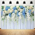 thumbnail image 4 of Floral Wedding Backdrop White Blue Spring Floral Bridal Shower Photography Background for Women Girl Flower Birthday Party Decorations Banner Supplies Photo Booth Props, 4 of 7