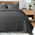 thumbnail image 2 of VCCOEM Quilt Set Full/Queen Size Lightweight Bedspreads, All Season Coverlet, 3 Piece (1 Quilt, 2 Pillow Shams), Woven Pattern, Dark Gray, 2 of 10