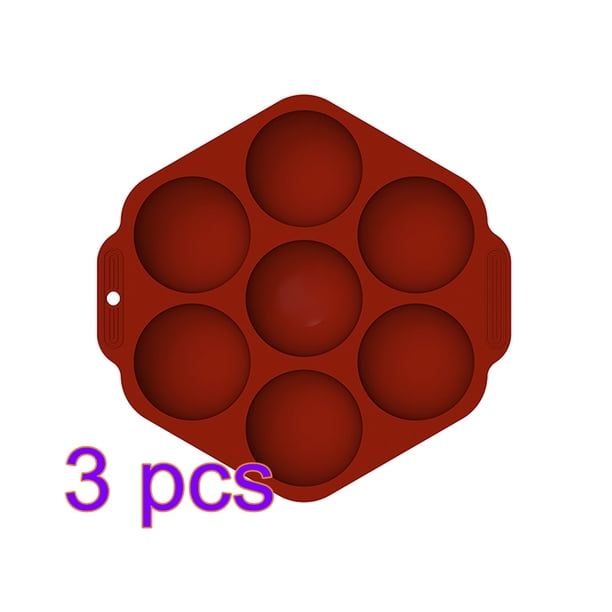Molde para hornear Hexágono 7 rejillas Molde para pasteles Molde de silicona antiadherente para chocolate, rojo ladrillo 3PCS kenally HA003012-01*3