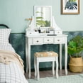 thumbnail image 3 of Gymax Vanity Set Makeup Dressing Table & Stool w/5 Drawers White, 3 of 10