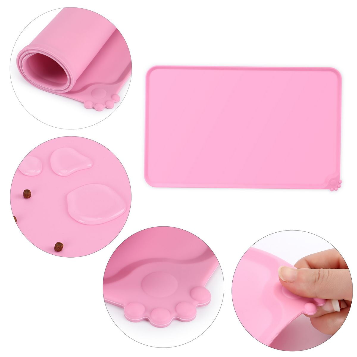 Senmipy Silicone Dog Food Mat - Waterproof Dog Bowl Mats for Food and Water  Bowls, Raised Edges Non-Slip Cat Food Mat, BPA Free Pet Mats for Dog Bowls ( Large, Pink) price in