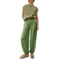 thumbnail image 1 of Lucakuins - Conjunto de pantalones para mujer, camiseta de manga corta con cuello redondo y pantalones largos, atuendo de verano Lucakuins moda, 1 of 9