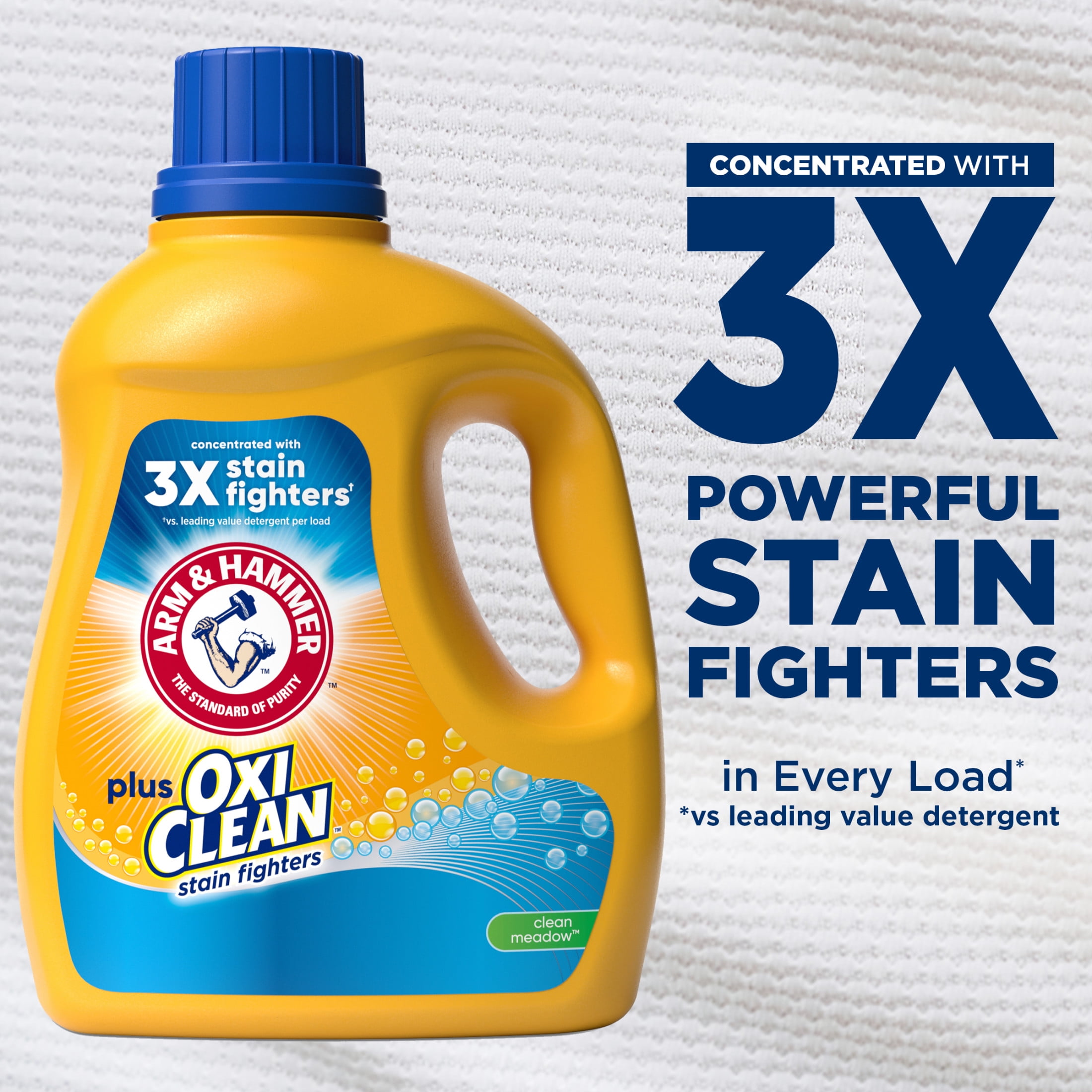 (4 pack) ARM & HAMMER Plus OxiClean Clean Meadow, 77 Loads Liquid Laundry Detergent, 100.5 fl oz