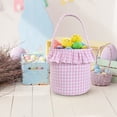thumbnail image 6 of CoreLiving Easter Basket Gingham Fabric Picnic Basket with Handles for Egg Hunt, Candy Storage, Present Holder, Woven Style Small Basket for Spring Party Decor and Gift Giving, 6 of 6