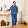 thumbnail image 3 of EK4YDNDS Mens Pajama Set, Comfy Flannel PJS Set for Men Lounge Warm Sleepwear（BLUE GREY, L）, 3 of 5