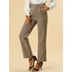 thumbnail image 4 of INSPIRE CHIC Pantalones a cuadros casuales para mujer, bolsillos, pierna recta, trabajo, oficina, pantalones Marrón claro M, 4 of 6
